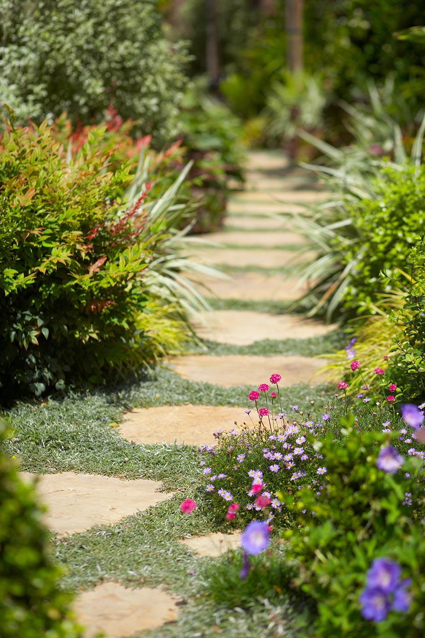 Stone Pathway with Flowers