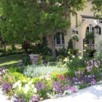 English Front Entrance with Bright Flowers