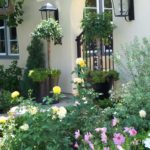 English Front Entrance with Bright Flowers