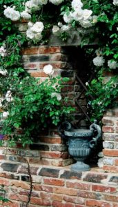 Brick with White Roses