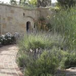Italian Villa Pathway with Lavender Bushes